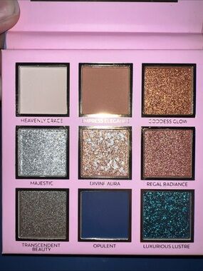 Eloise Goddess Pink Eyeshadow Palette - tan, brown, shimmer blue, green, brown